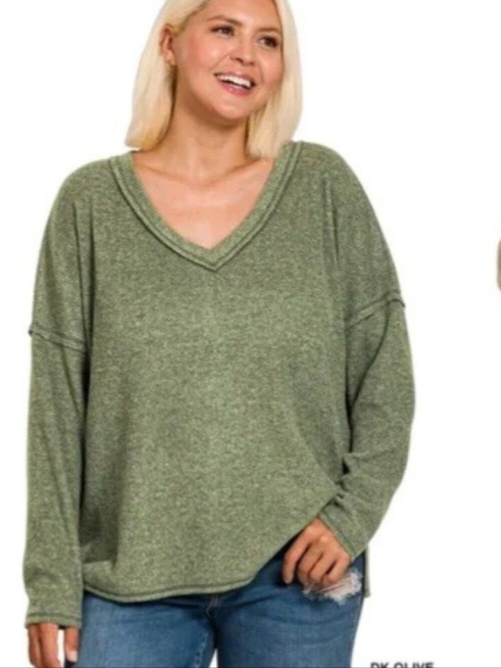 NWOT Zenana Relaxed V-Neck Sweater in Olive